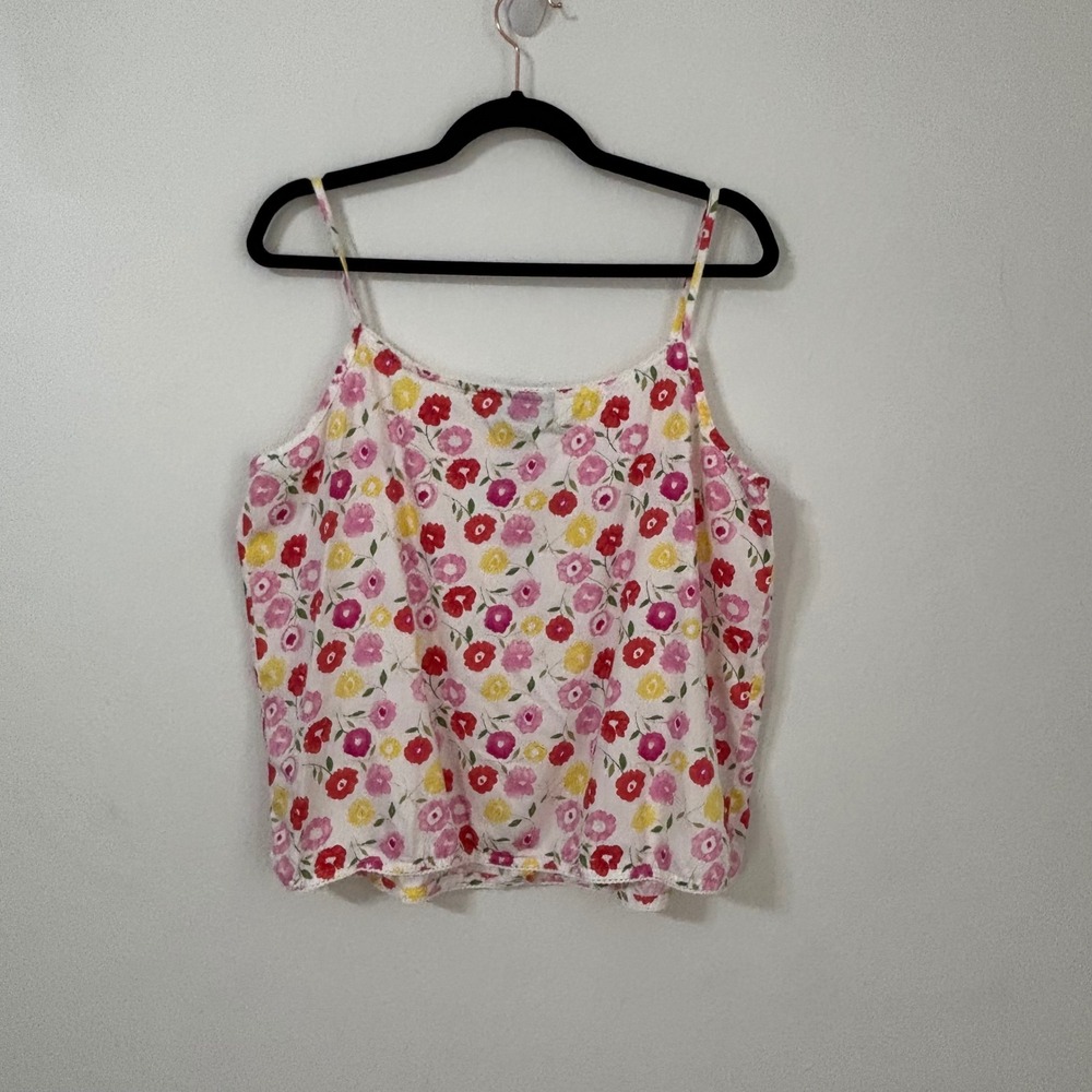 Lands End Pajama Set Floral Cottagecore Button Camisole Crop Pants Women L 14-16 - Picture 3 of 11